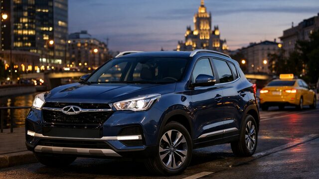 Chery Tiggo 4 в вечернем городе